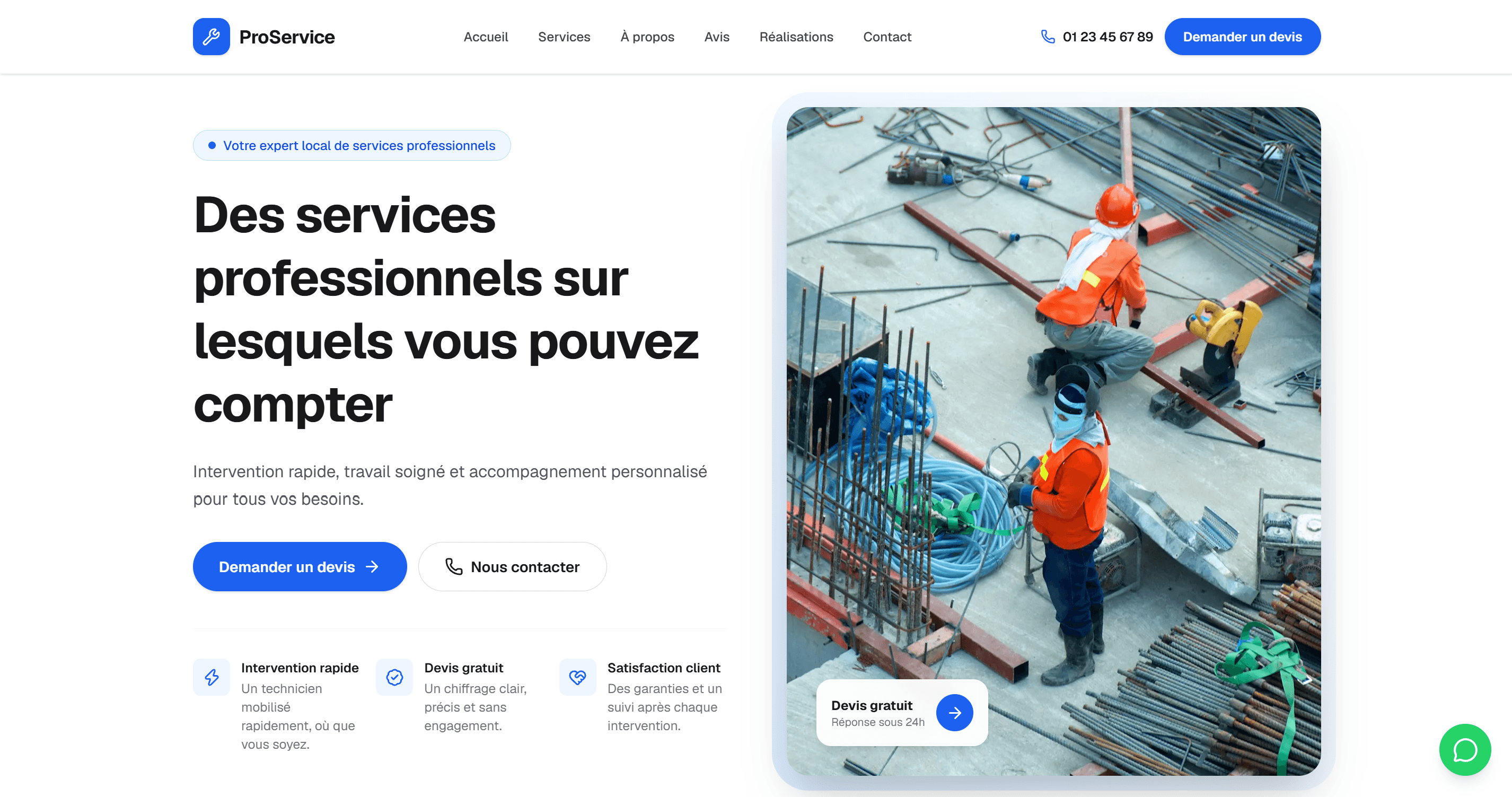 Aperçu du template ProService